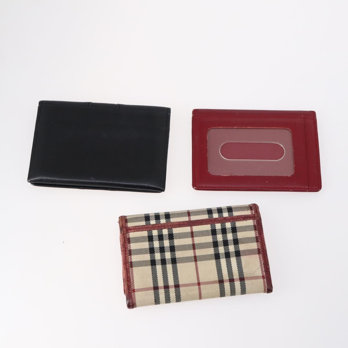 BURBERRY Card Case Canvas Leather 10set Beige Black Red Auth CB119