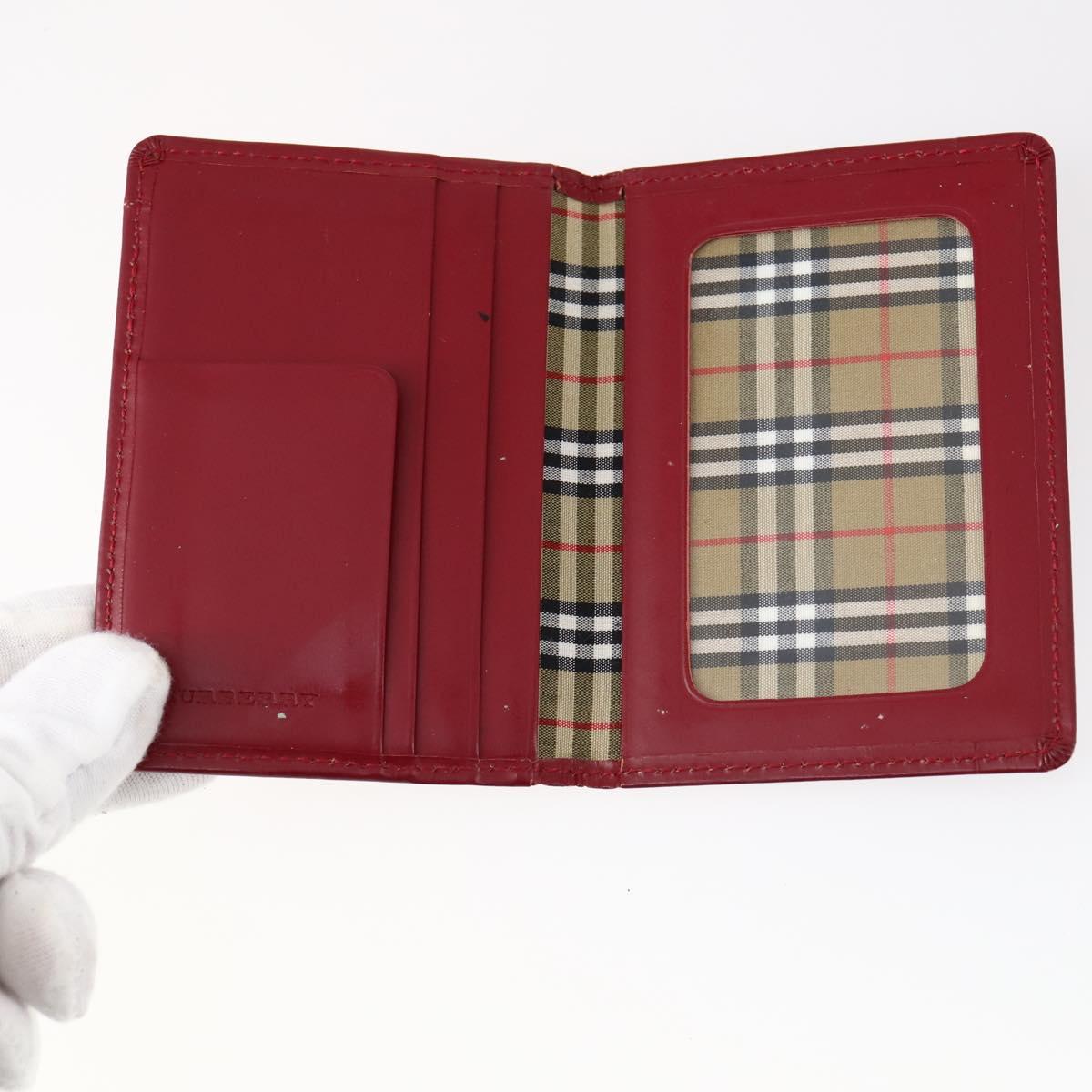 BURBERRY Card Case Canvas Leather 10set Beige Black Red Auth CB119