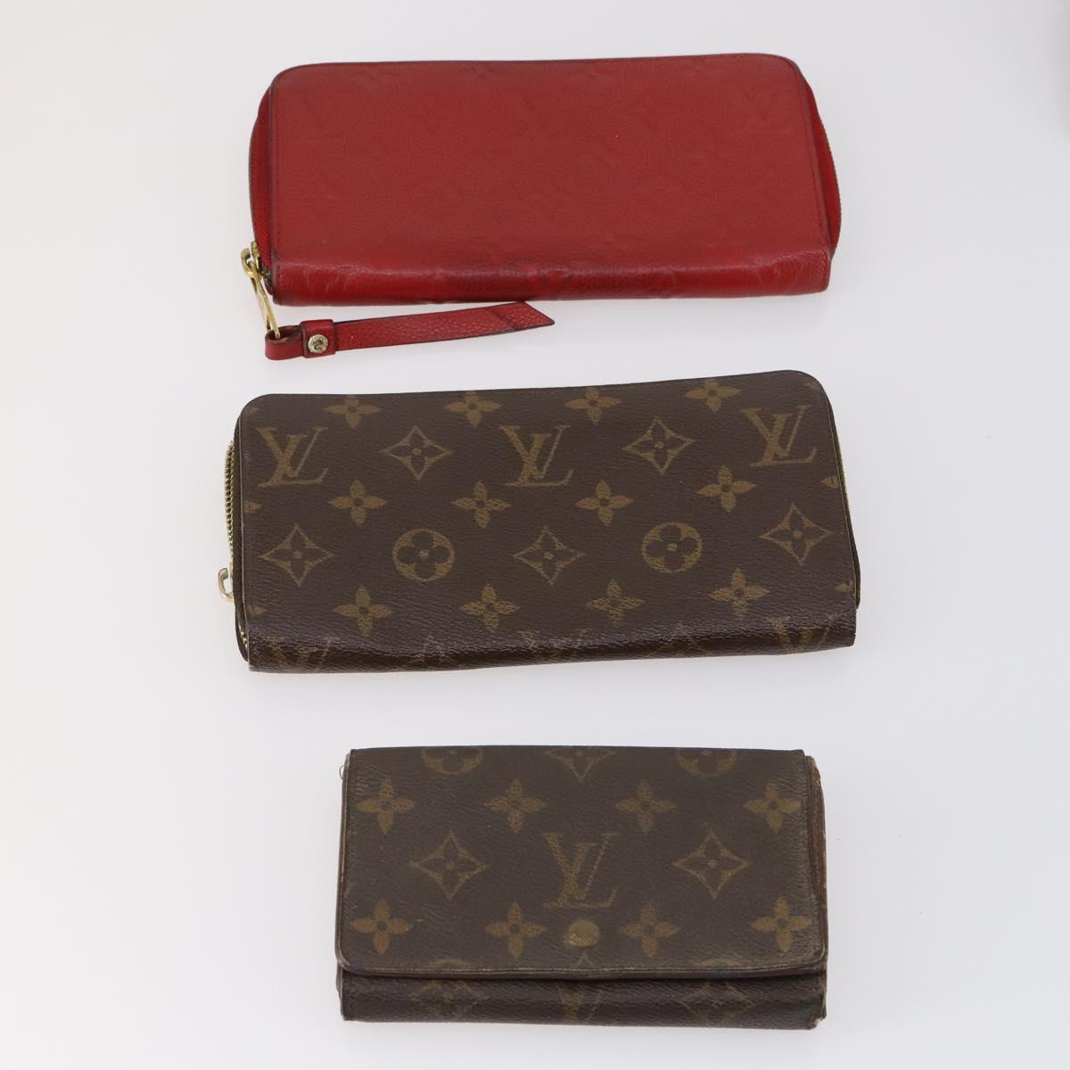LOUIS VUITTON Monogram Empreinte Wallet 10 Set Red LV Auth CB123
