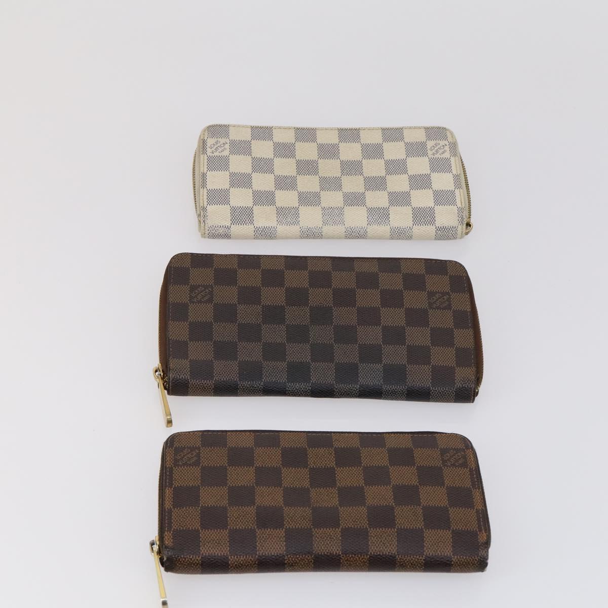 LOUIS VUITTON Damier Ebene Azur Graphite Wallet 10 Set LV Auth CB128