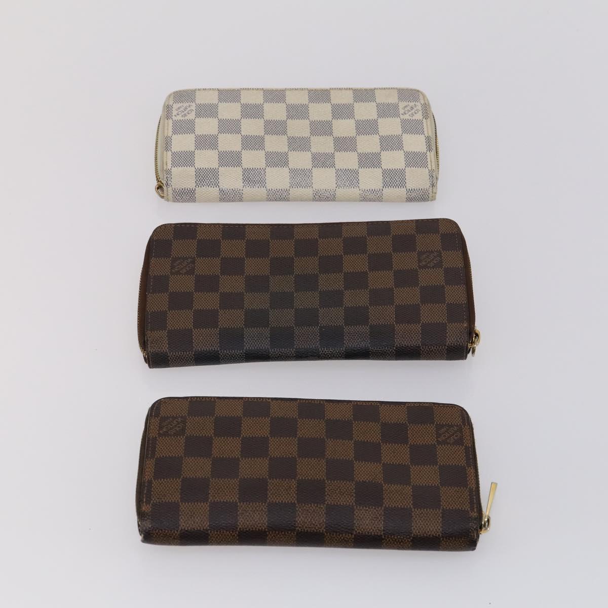 LOUIS VUITTON Damier Ebene Azur Graphite Wallet 10 Set LV Auth CB128