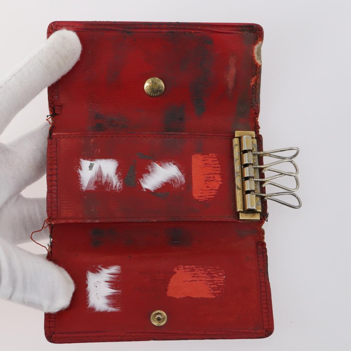LOUIS VUITTON Monogram epi Key Case 10 Set Red Black LV Auth CB137