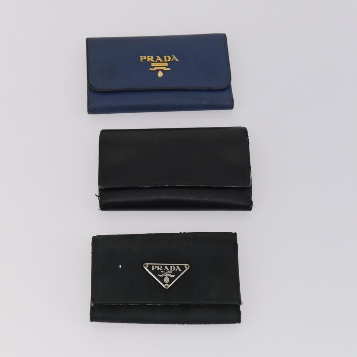 PRADA Key Case Saffiano Nylon 10 Set Pink Black blue Auth CB139
