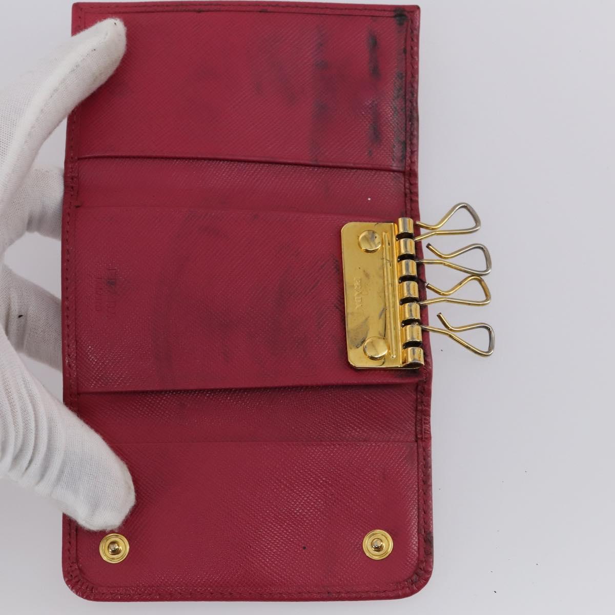 PRADA Key Case Saffiano Nylon 10 Set Pink Black blue Auth CB139