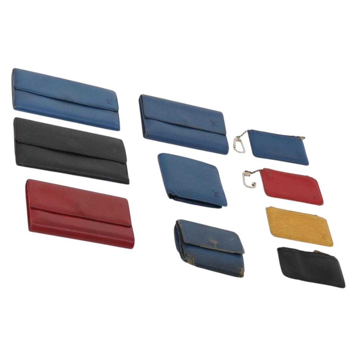 LOUIS VUITTON Epi Wallet 10 Set Black Red blue LV Auth CB154