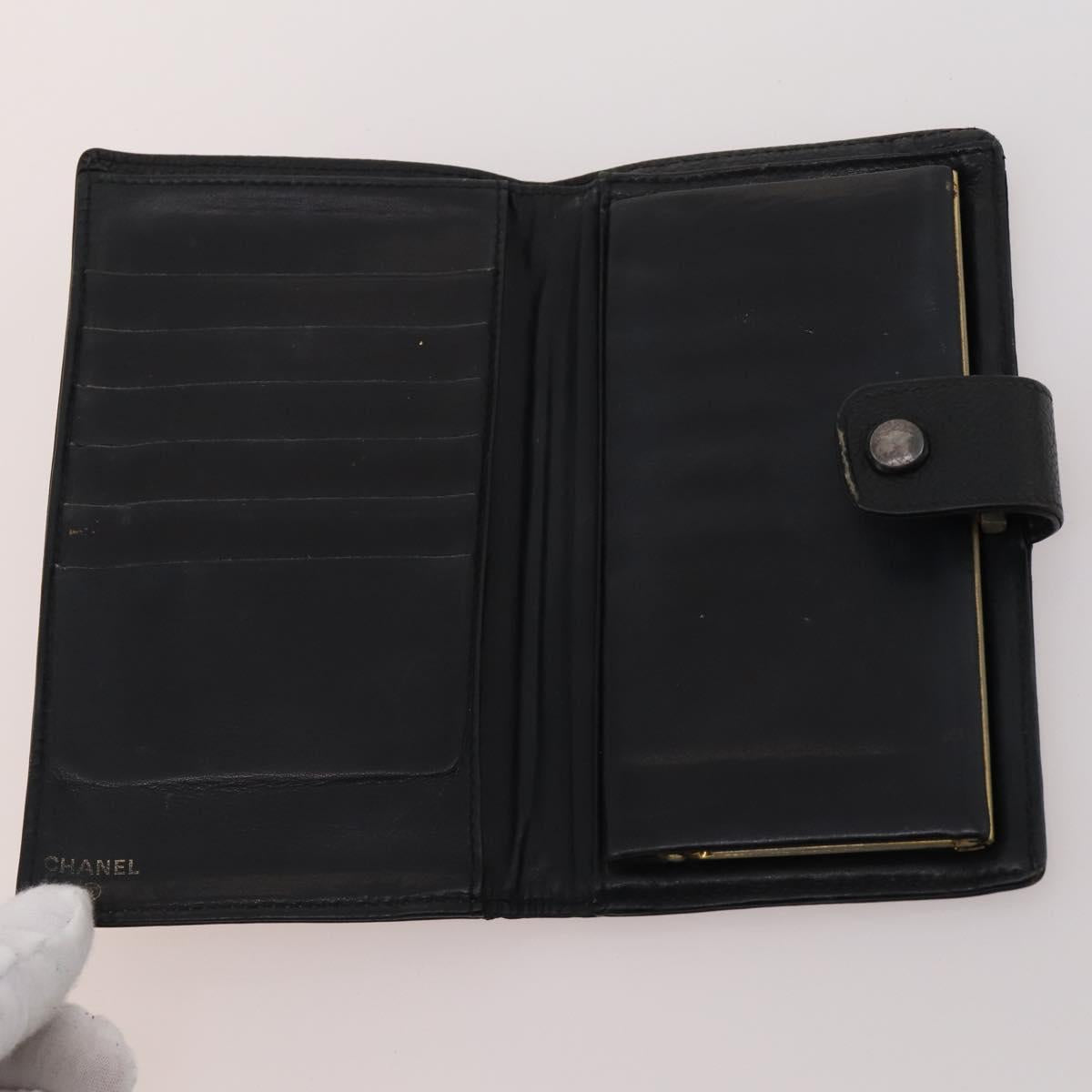 CHANEL Wallet Caviar Skin 10 Set Black Beige purple CC Auth CB156