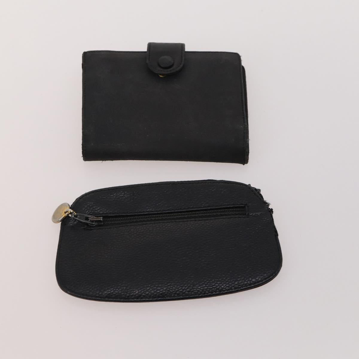 CHANEL Wallet Caviar Skin 10 Set Black Beige purple CC Auth CB156