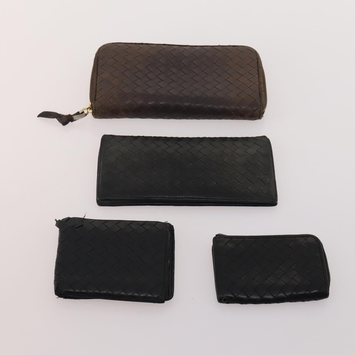 BOTTEGA VENETA INTRECCIATO Wallet Leather 10 Set Black Brown yellow Auth CB158