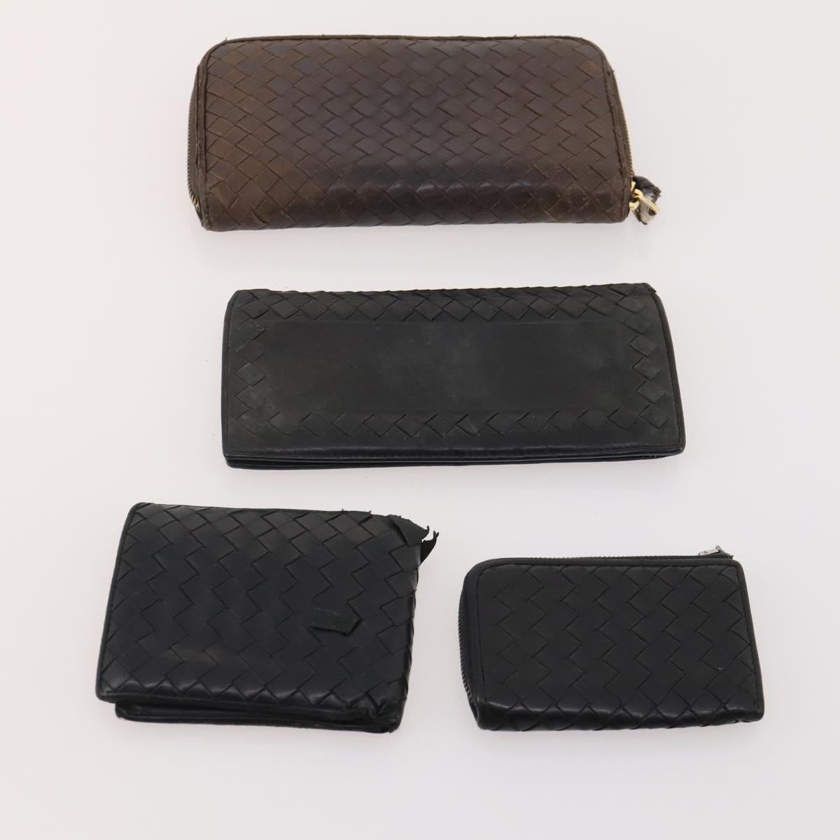 BOTTEGA VENETA INTRECCIATO Wallet Leather 10 Set Black Brown yellow Auth CB158