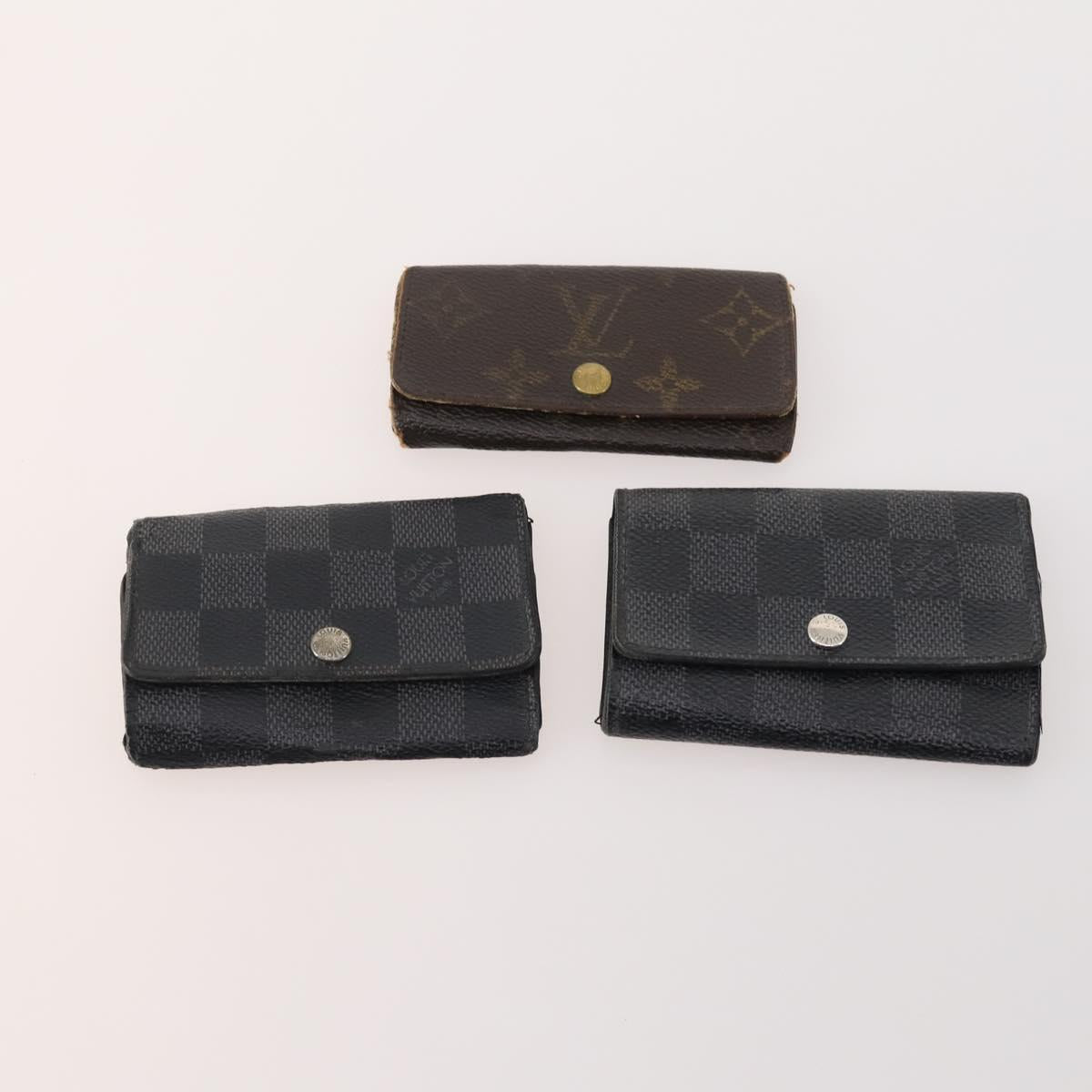 LOUIS VUITTON Monogram Damier Azur Graphite Key Case 10 Set LV Auth CB164