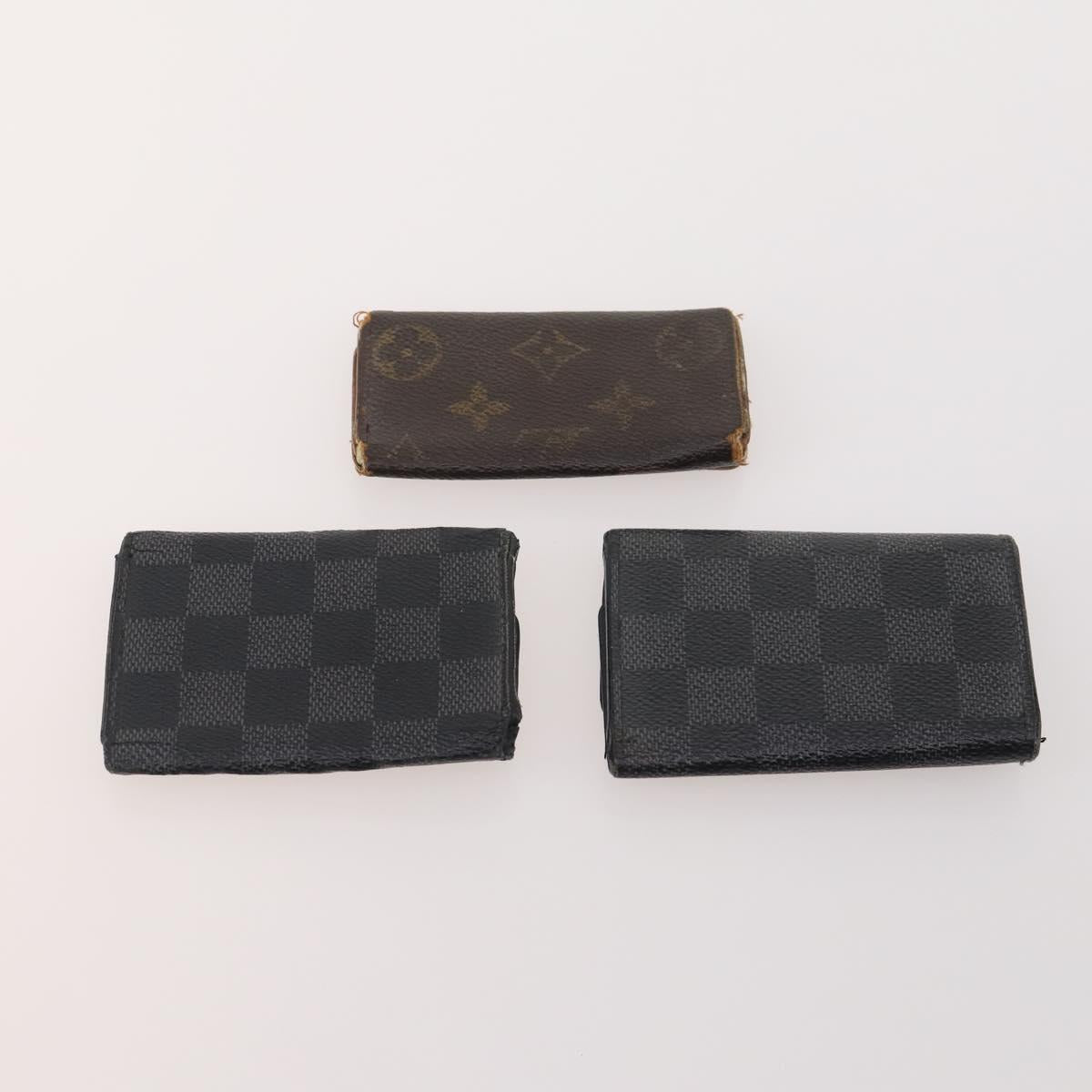 LOUIS VUITTON Monogram Damier Azur Graphite Key Case 10 Set LV Auth CB164