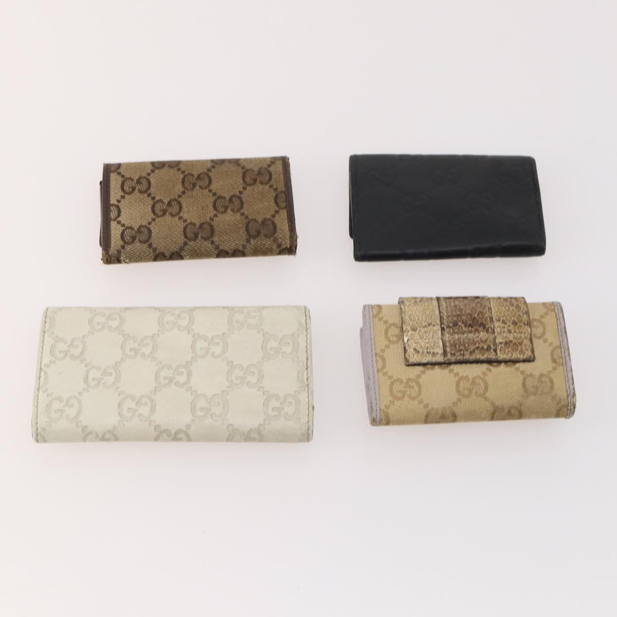 GUCCI GG Canvas Guccissima Key Case Leather 10 Set Beige Black white Auth CB167