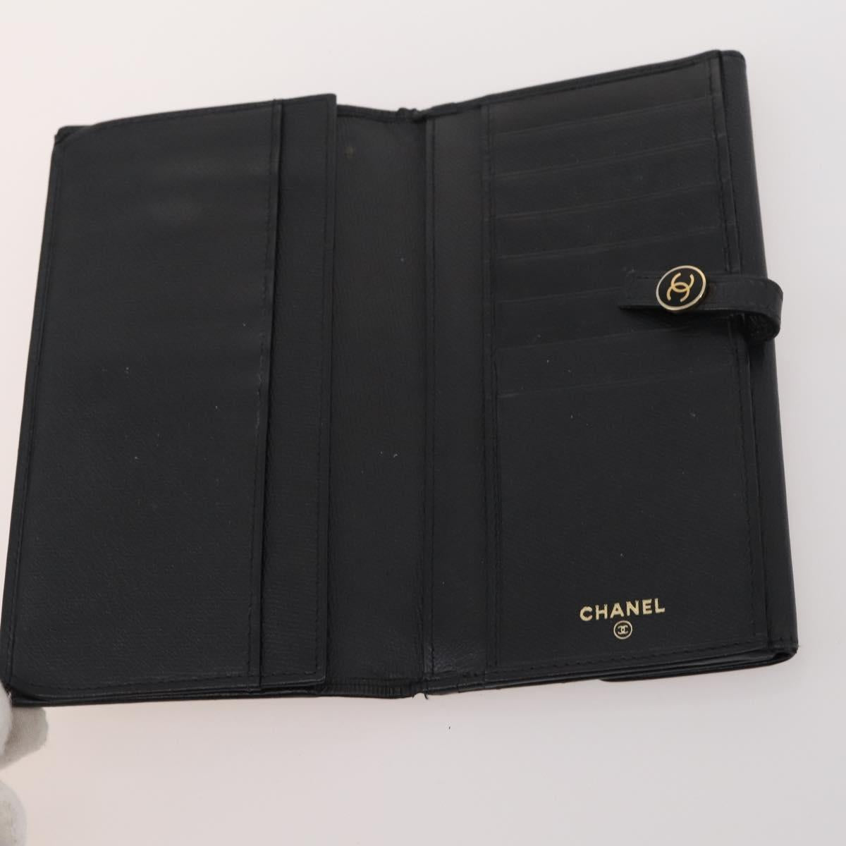 CHANEL Wallet Caviar Skin 10 Set Black White pink CC Auth CB170
