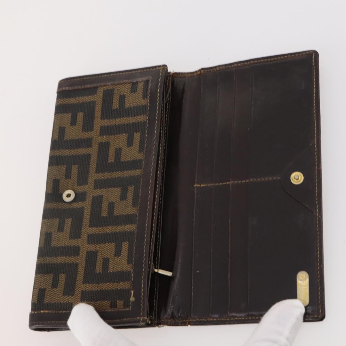 FENDI Zucca Canvas Wallet 10 Set Black Brown Auth CB172