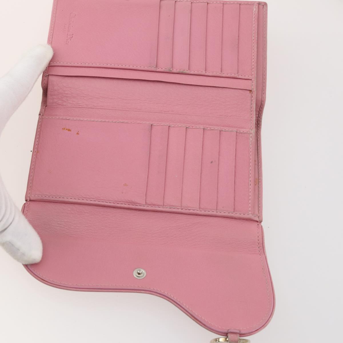 Christian Dior Trotter Canvas Wallet Leather 10 Set Beige Black pink Auth CB175