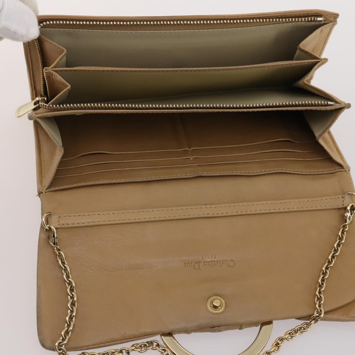 Christian Dior Trotter Canvas Wallet Leather 10 Set Beige Black pink Auth CB175