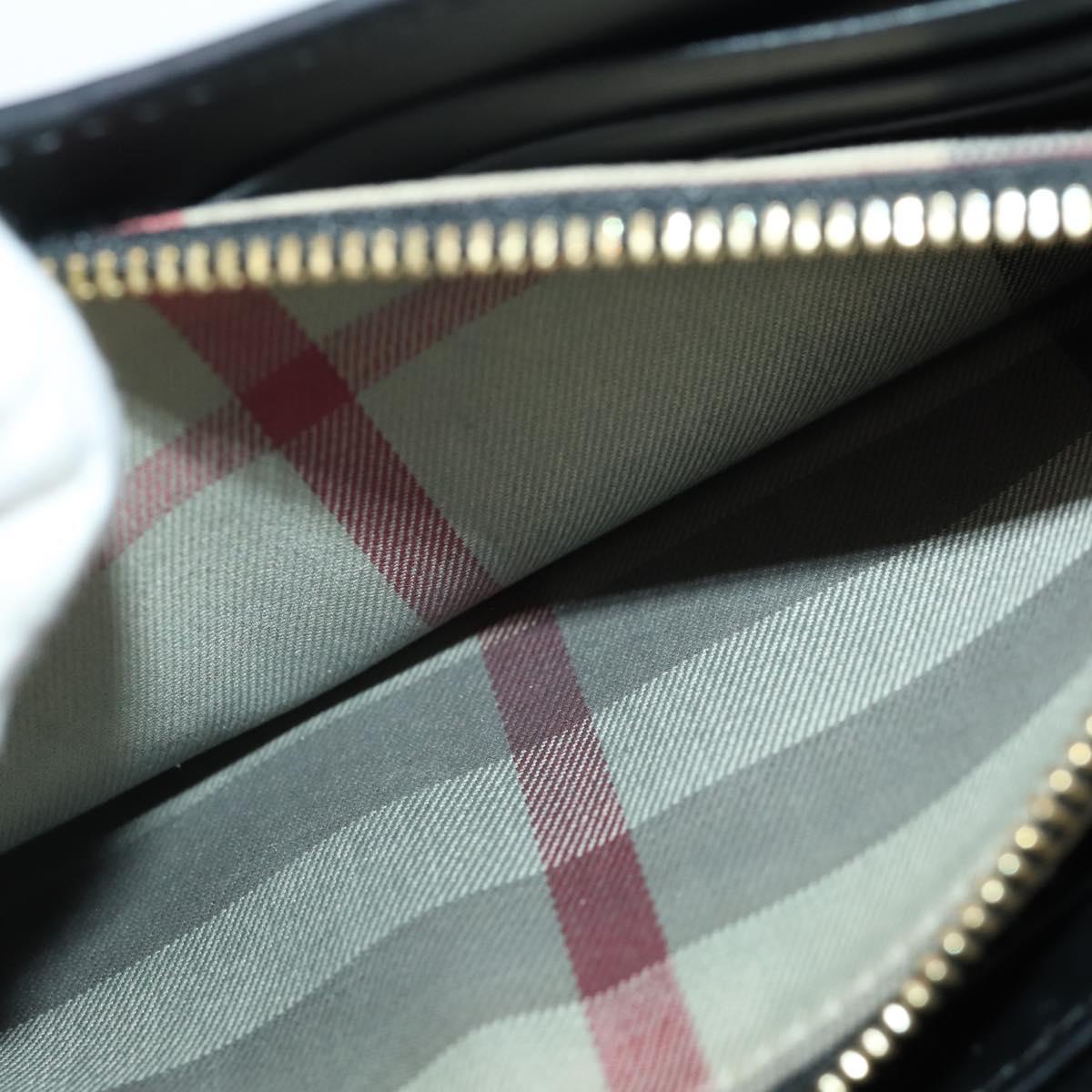 BURBERRY Nova Check Wallet Canvas Leather 10 Set Black Beige Auth CB179