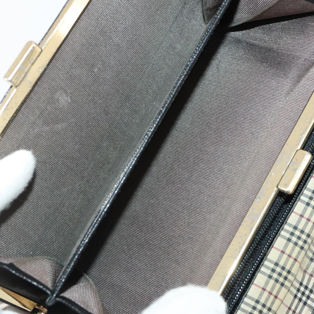 BURBERRY Nova Check Wallet Canvas Leather 10 Set Black Beige Auth CB179