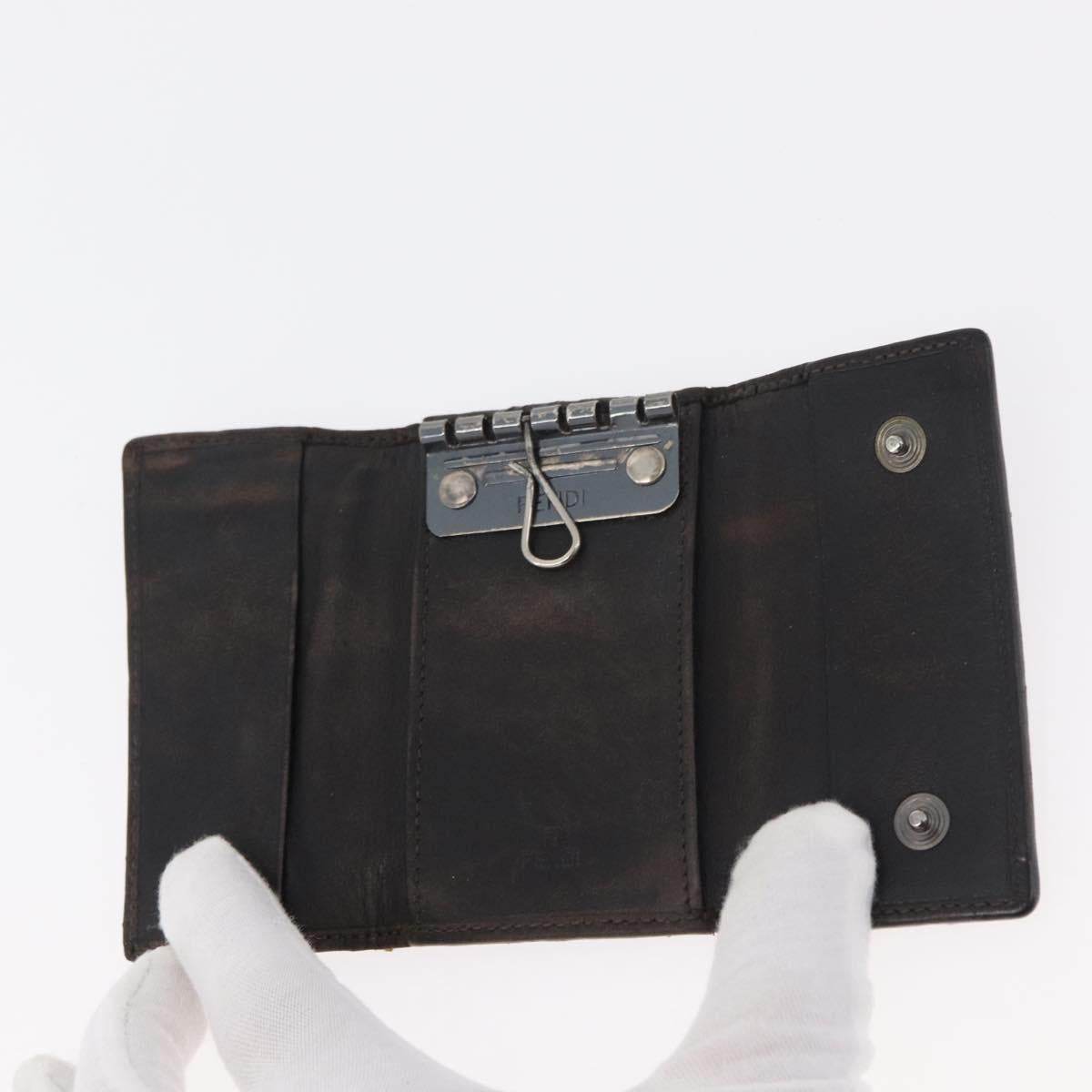 FENDI Zucca Canvas Key Case 10 Set Black Brown Auth CB182