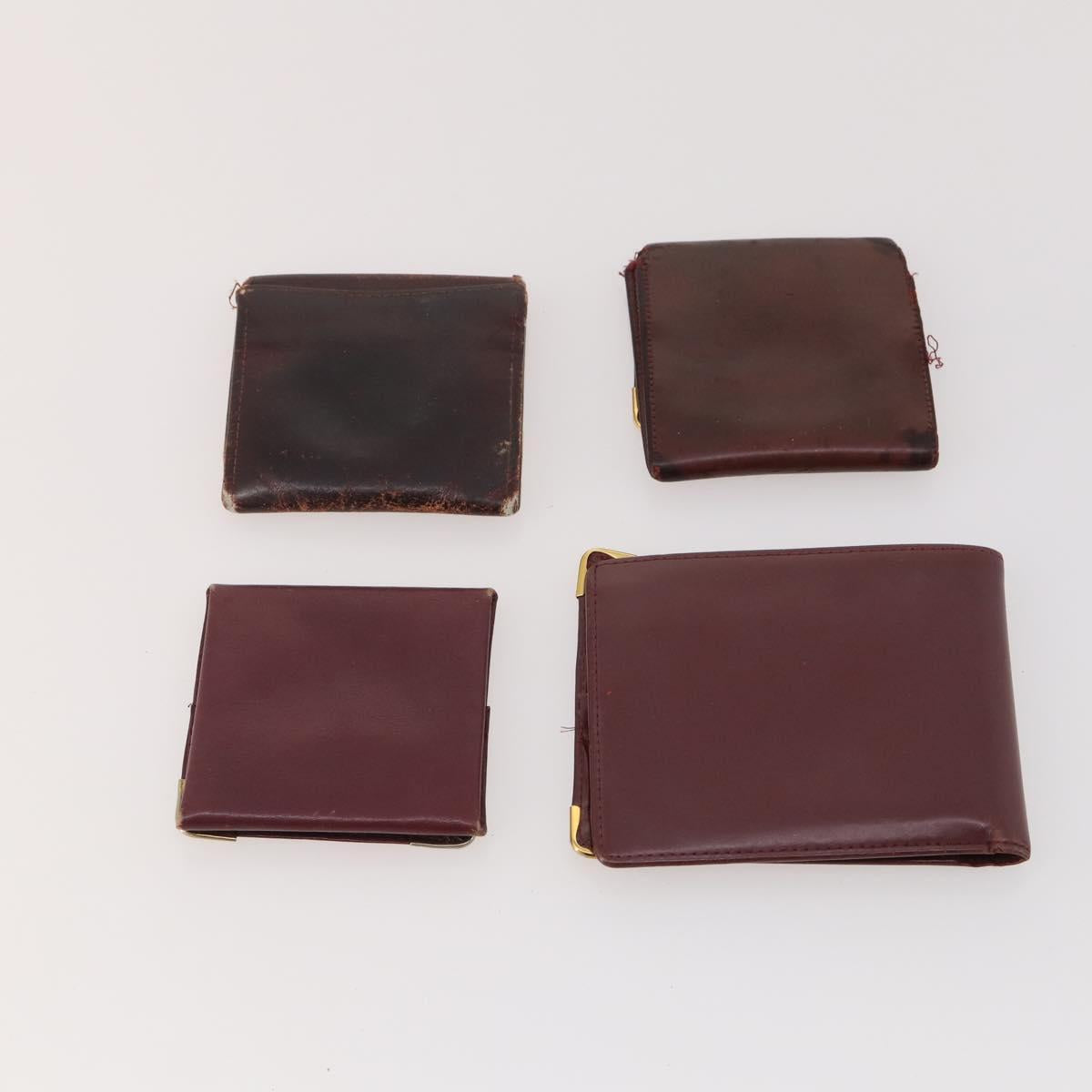 CARTIER Wallet Leather 10 Set Bordeaux Auth CB190