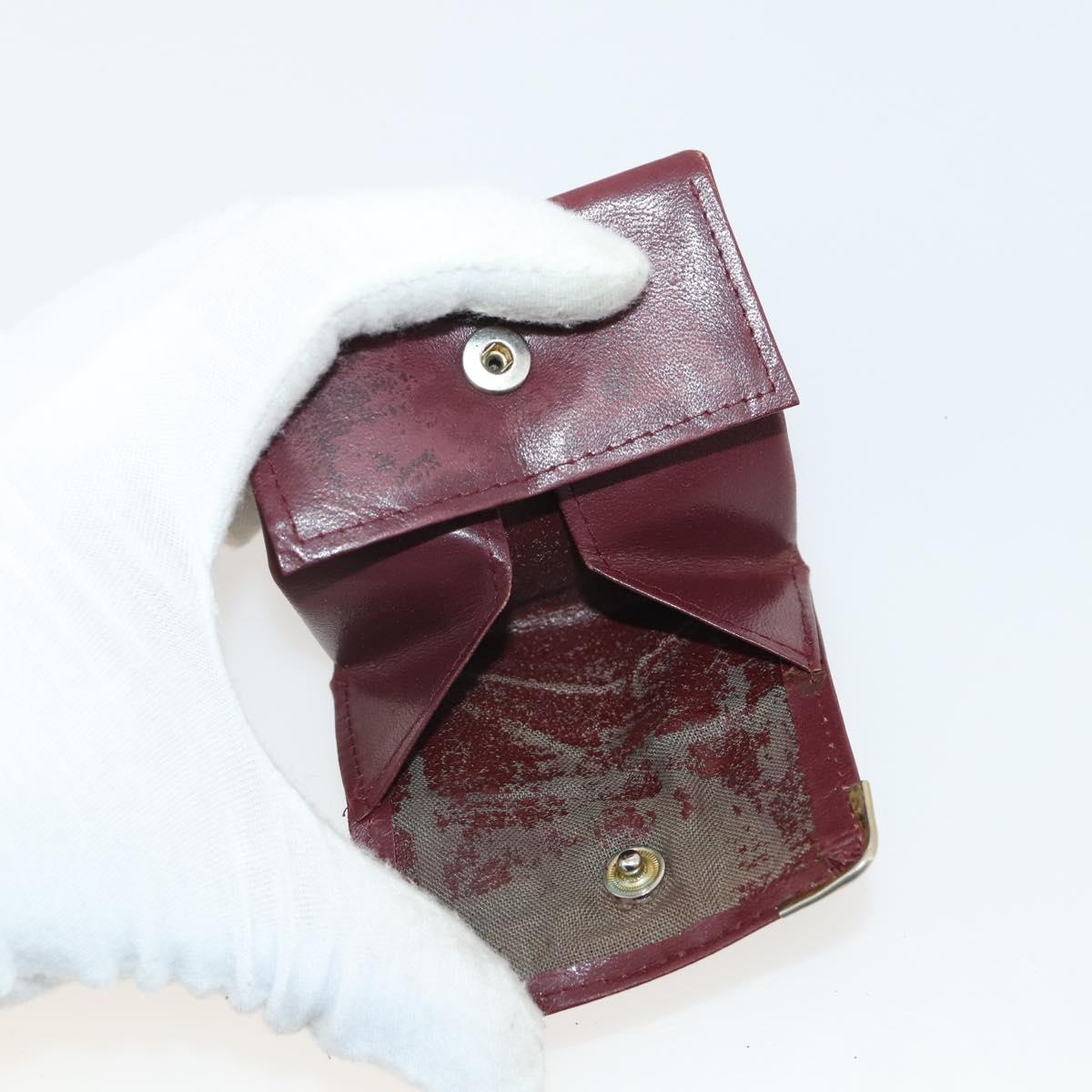 CARTIER Wallet Leather 10 Set Bordeaux Auth CB190