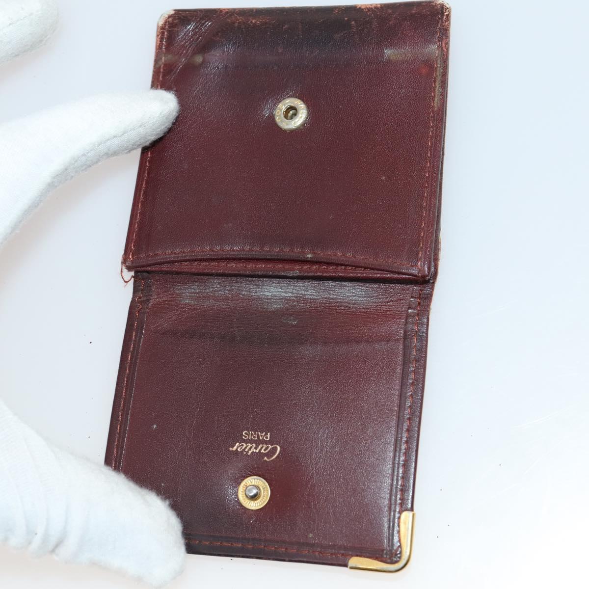 CARTIER Wallet Leather 10 Set Bordeaux Auth CB190
