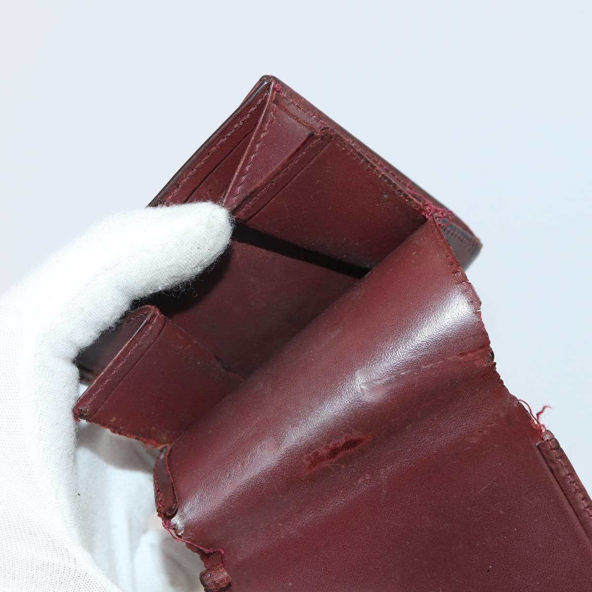 CARTIER Wallet Leather 10 Set Bordeaux Auth CB190