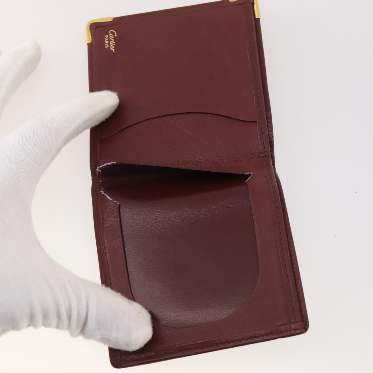 CARTIER Wallet Leather 10 Set Bordeaux Auth CB190