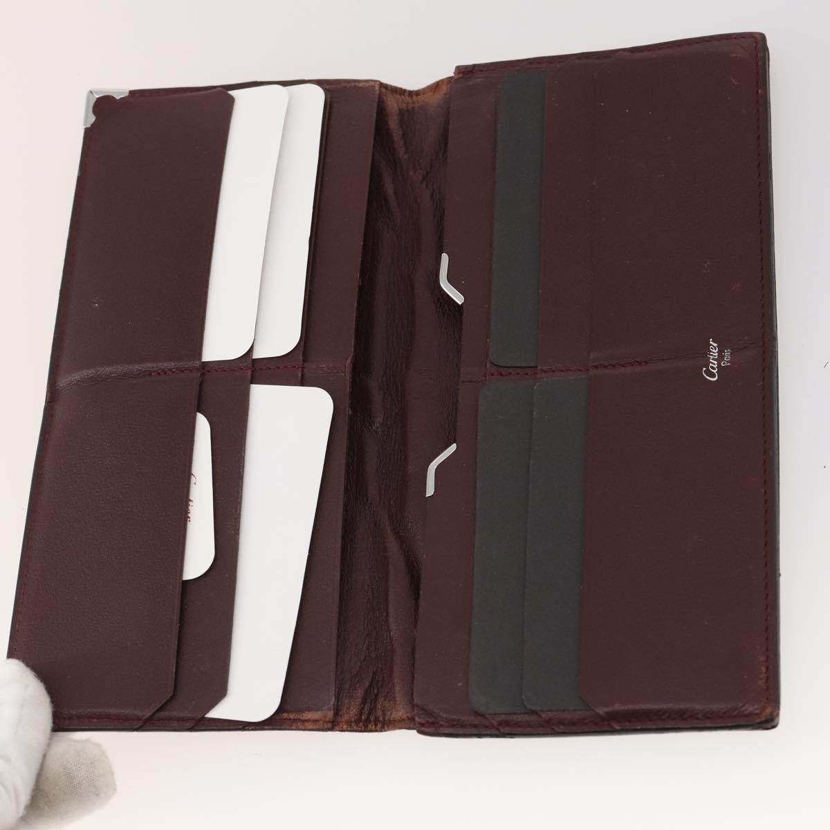 CARTIER Wallet Leather 10 Set Bordeaux Auth CB190