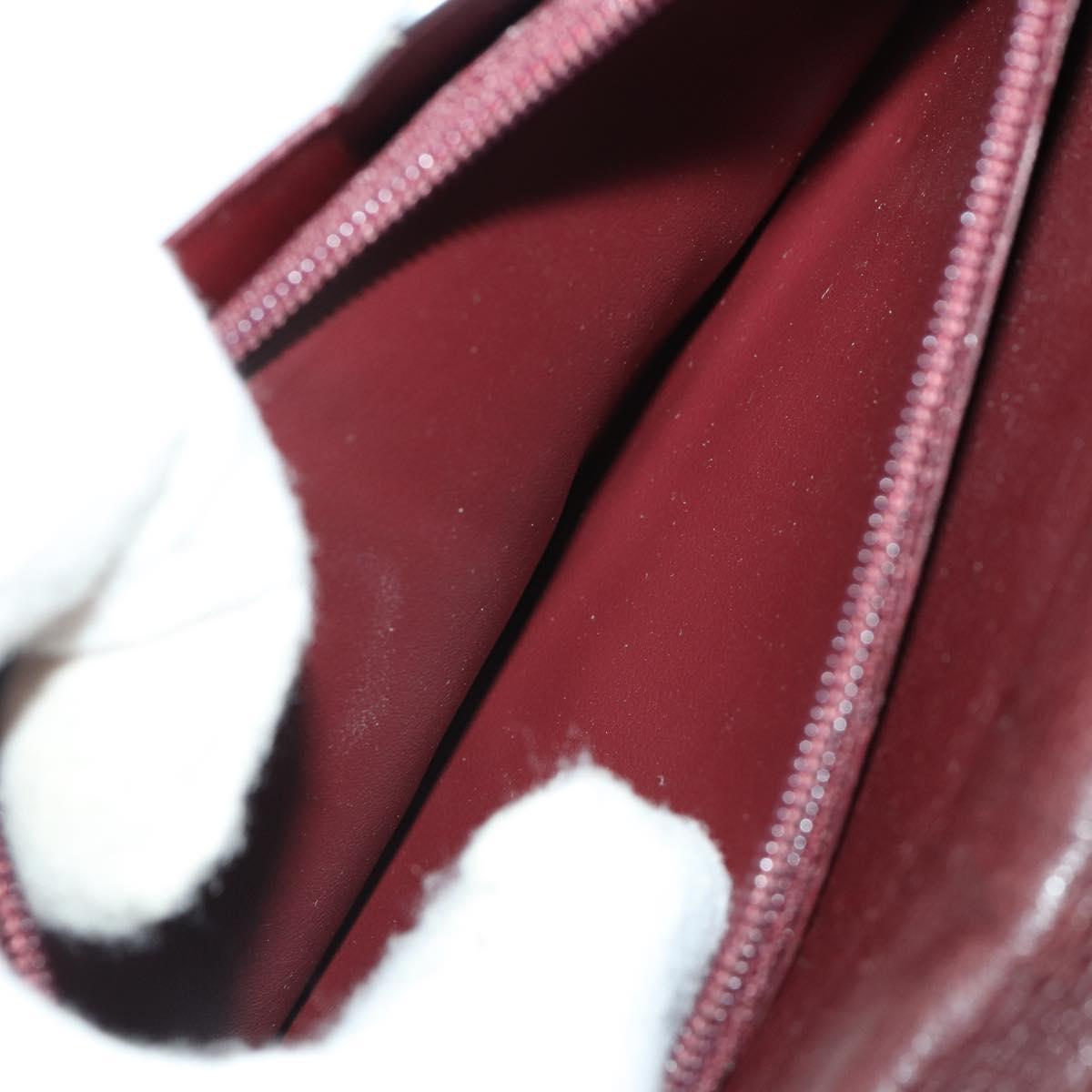 CARTIER Wallet Leather 10 Set Bordeaux Auth CB190