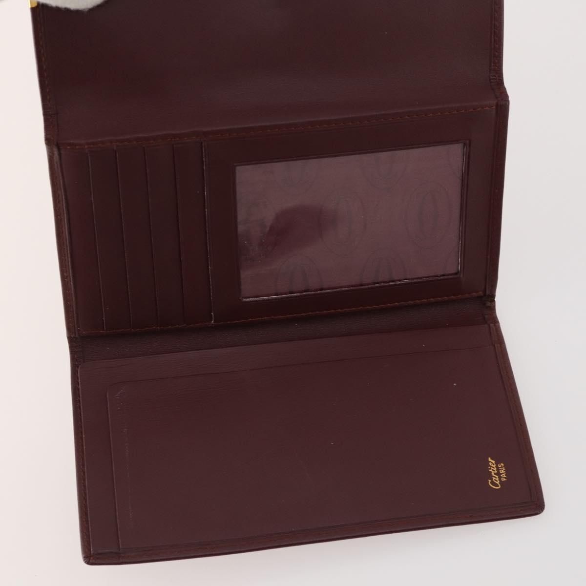 CARTIER Wallet Leather 10 Set Bordeaux Auth CB190