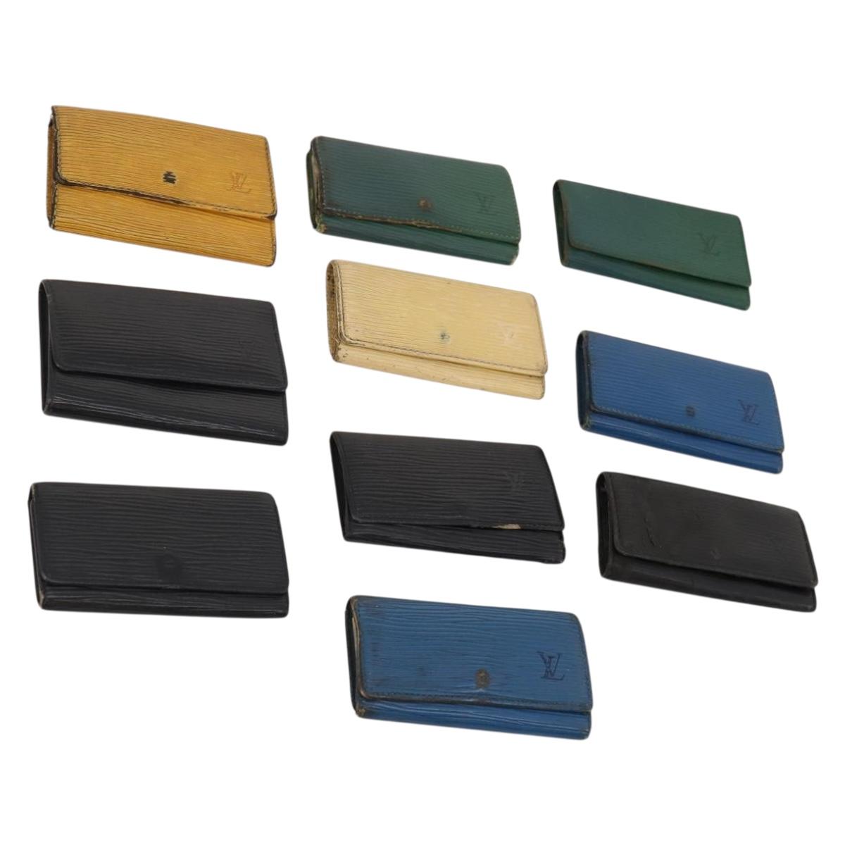 LOUIS VUITTON Epi Key Case 10 Set Black Yellow blue LV Auth CB191