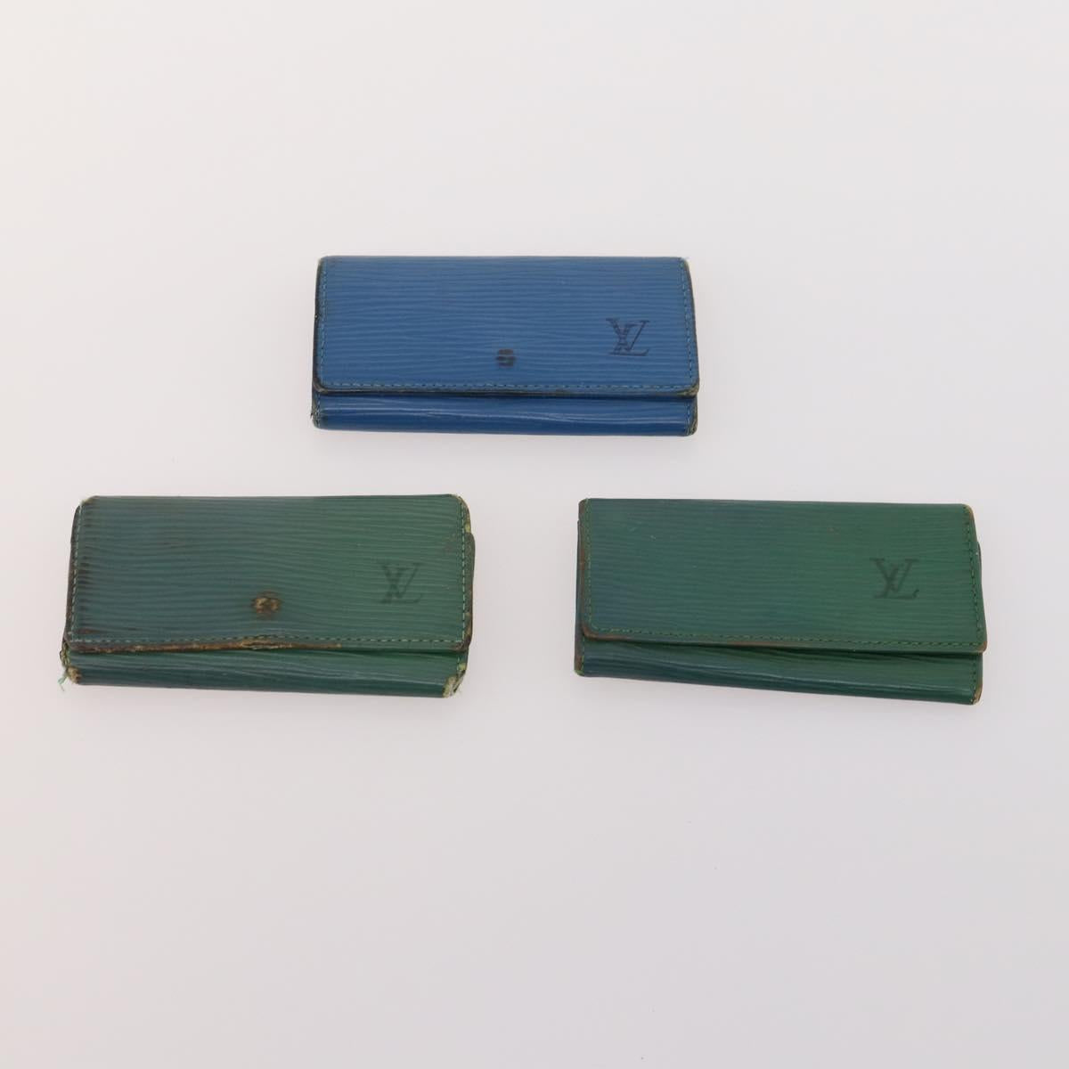 LOUIS VUITTON Epi Key Case 10 Set Black Yellow blue LV Auth CB191