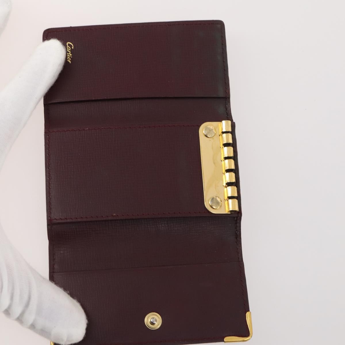 CARTIER Key Case Leather 10 Set Bordeaux Auth CB199