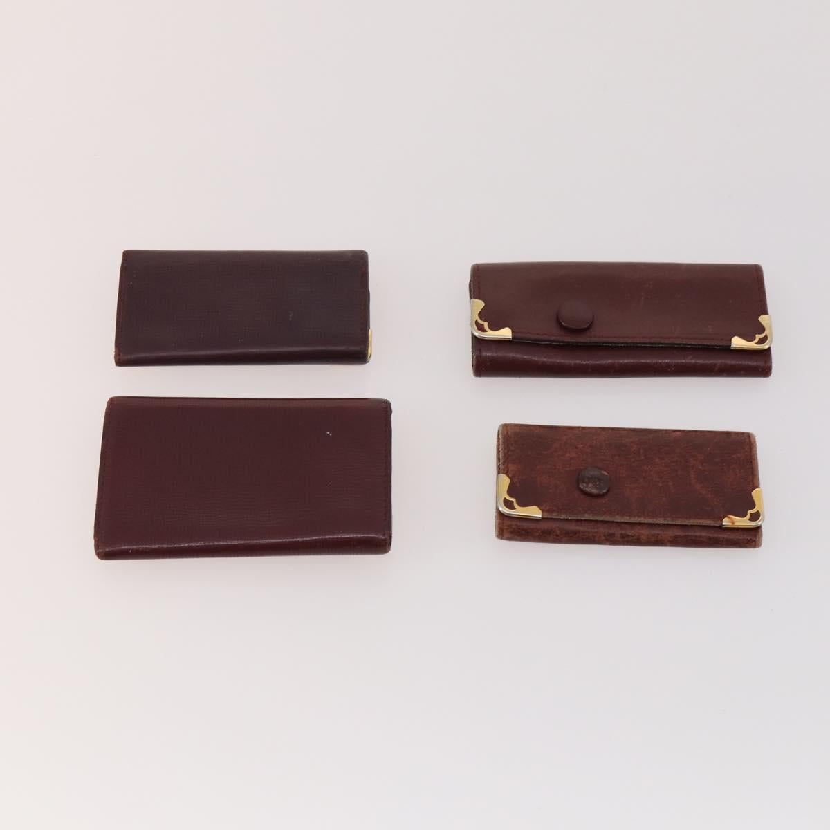 CARTIER Key Case Leather 10 Set Bordeaux Auth CB199