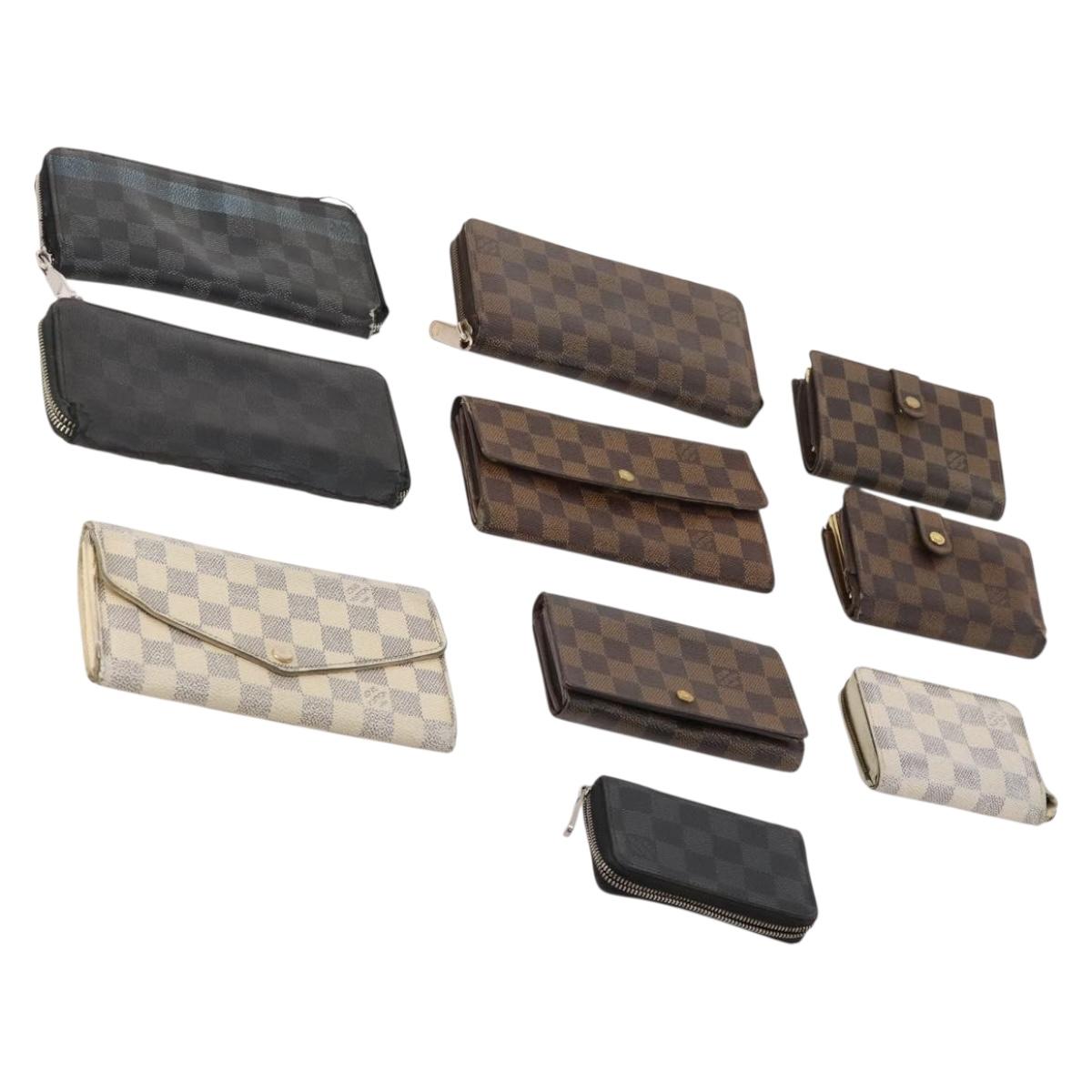 LOUIS VUITTON Damier Ebene Azur Graffit Wallet 10 Set LV Auth CB207