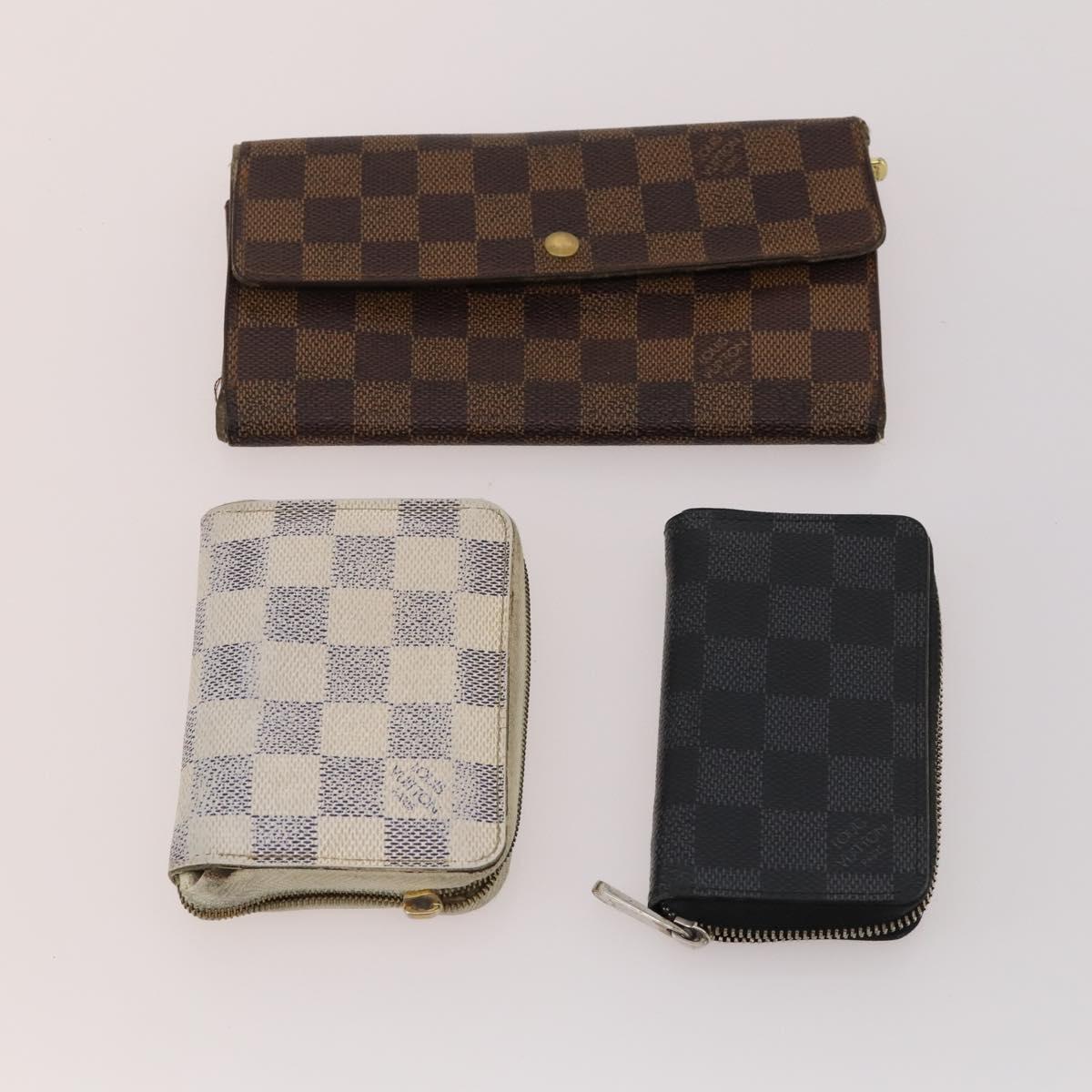 LOUIS VUITTON Damier Ebene Azur Graffit Wallet 10 Set LV Auth CB207