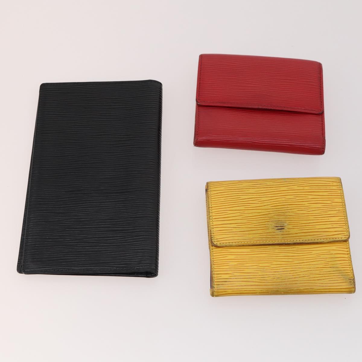 LOUIS VUITTON Epi Wallet 10 Set Black Red blue LV Auth CB208