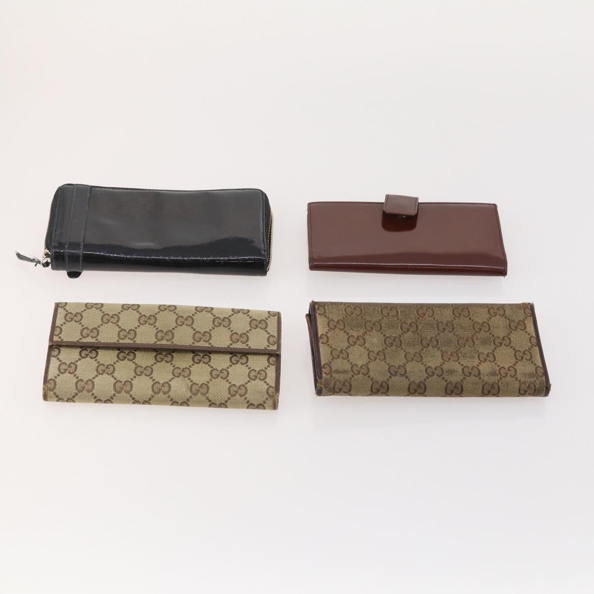GUCCI GG Canvas Guccissima Wallet Leather 10 Set Beige Black Navy Auth CB211