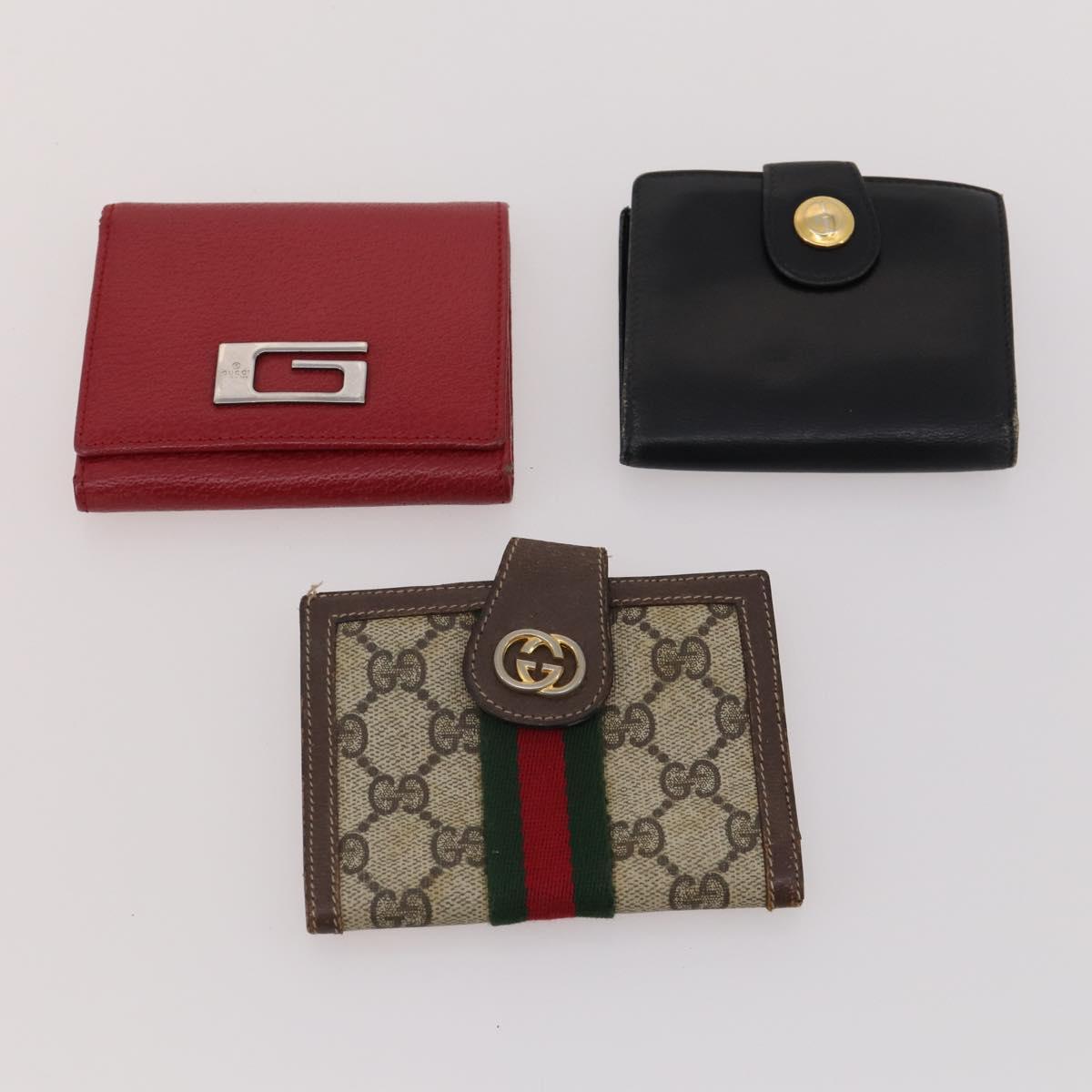 GUCCI GG Canvas Guccissima Wallet Leather 10 Set Beige Black Red Auth CB212