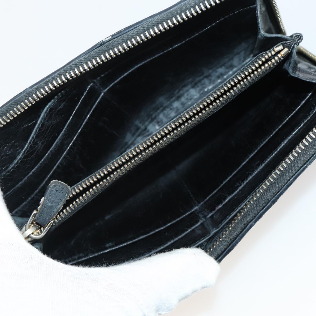 Miu Miu Wallet Leather 10 Set Black Beige Silver Auth CB213