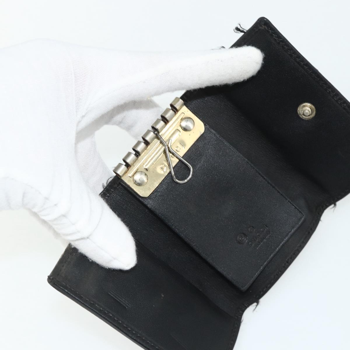 GUCCI GG Canvas Key Case Leather 10 Set Beige Black white Auth CB216