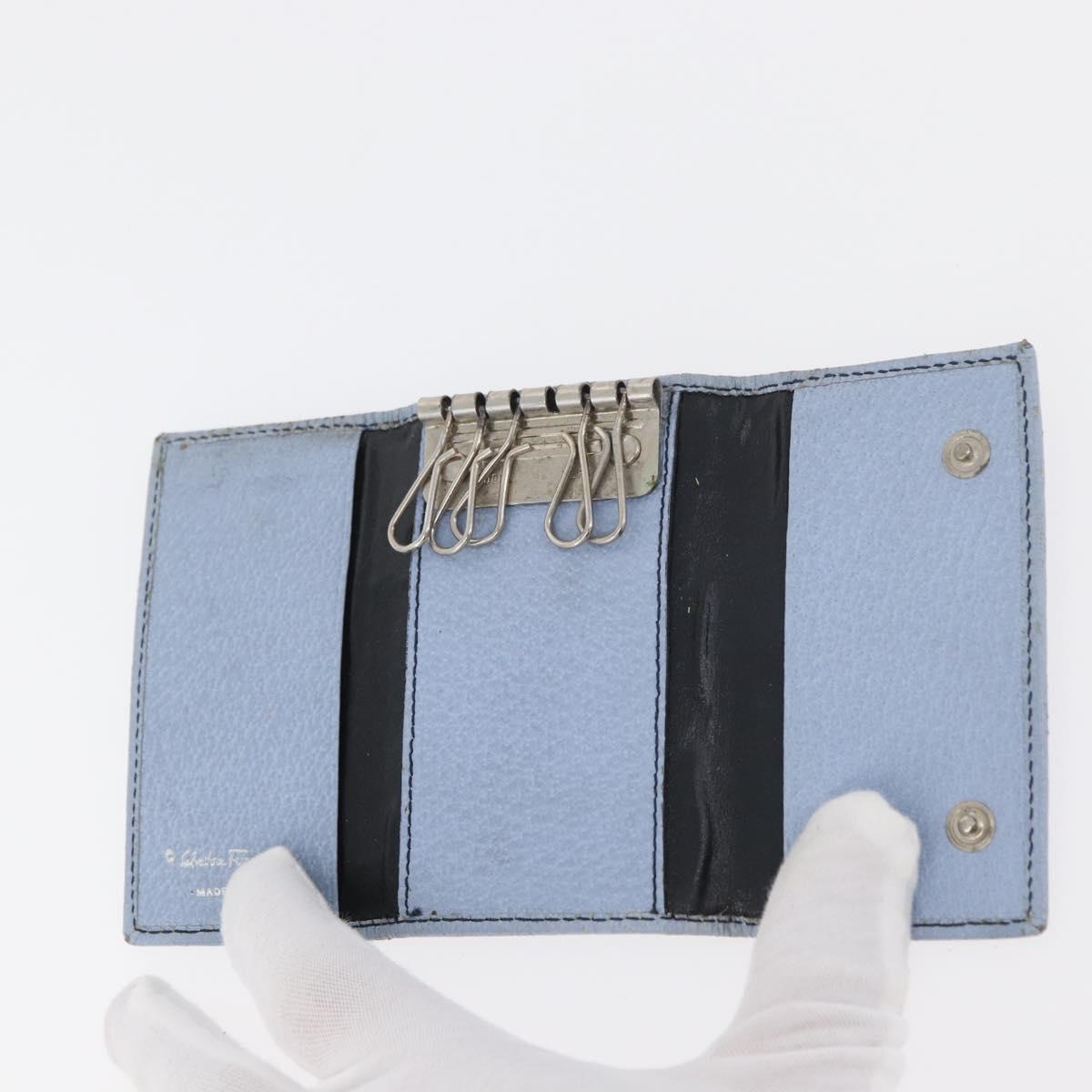 Salvatore Ferragamo Key Case Leather 10 Set Black Light Blue Brown Auth CB218