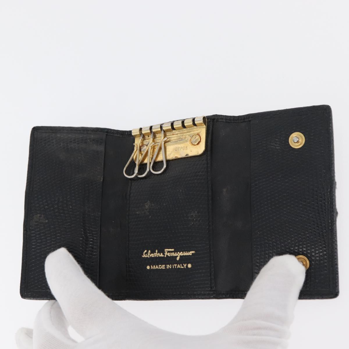 Salvatore Ferragamo Key Case Leather 10 Set Black Light Blue Brown Auth CB218