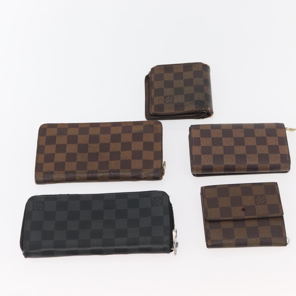 LOUIS VUITTON Damier Ebene Damier Graphite Wallet 10 Set LV Auth CB232