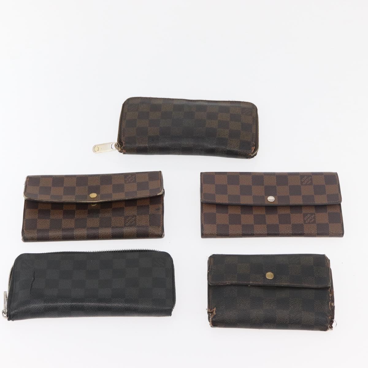 LOUIS VUITTON Damier Ebene Damier Graphite Wallet 10 Set LV Auth CB232