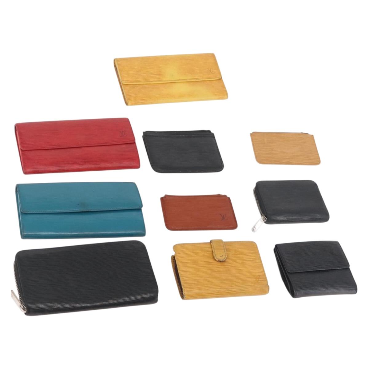LOUIS VUITTON Epi Wallet 10 Set Black Red yellow LV Auth CB233