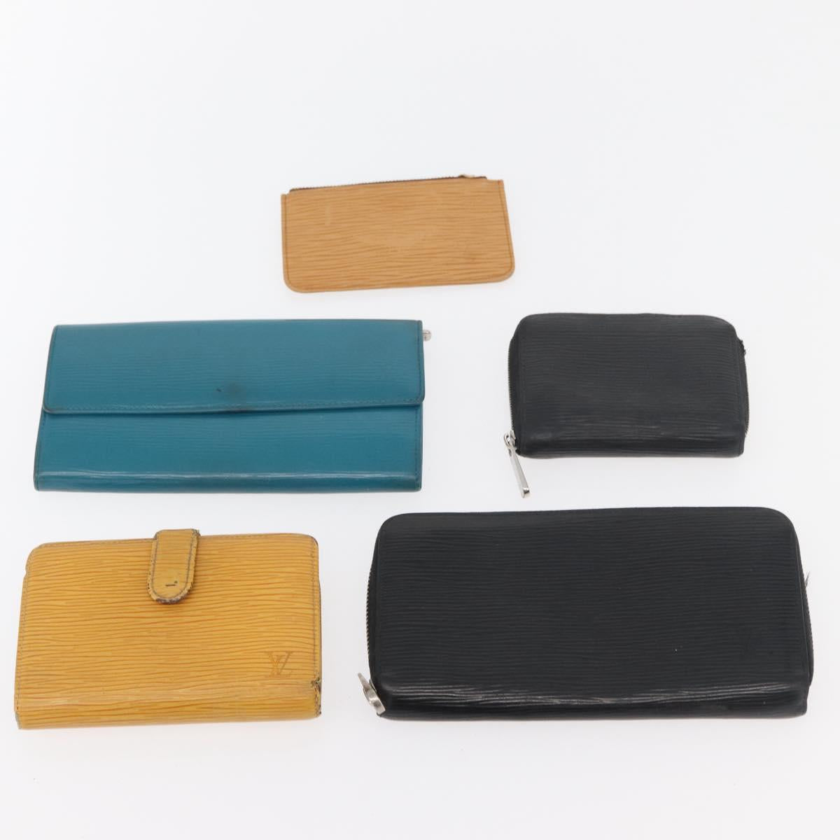 LOUIS VUITTON Epi Wallet 10 Set Black Red yellow LV Auth CB233
