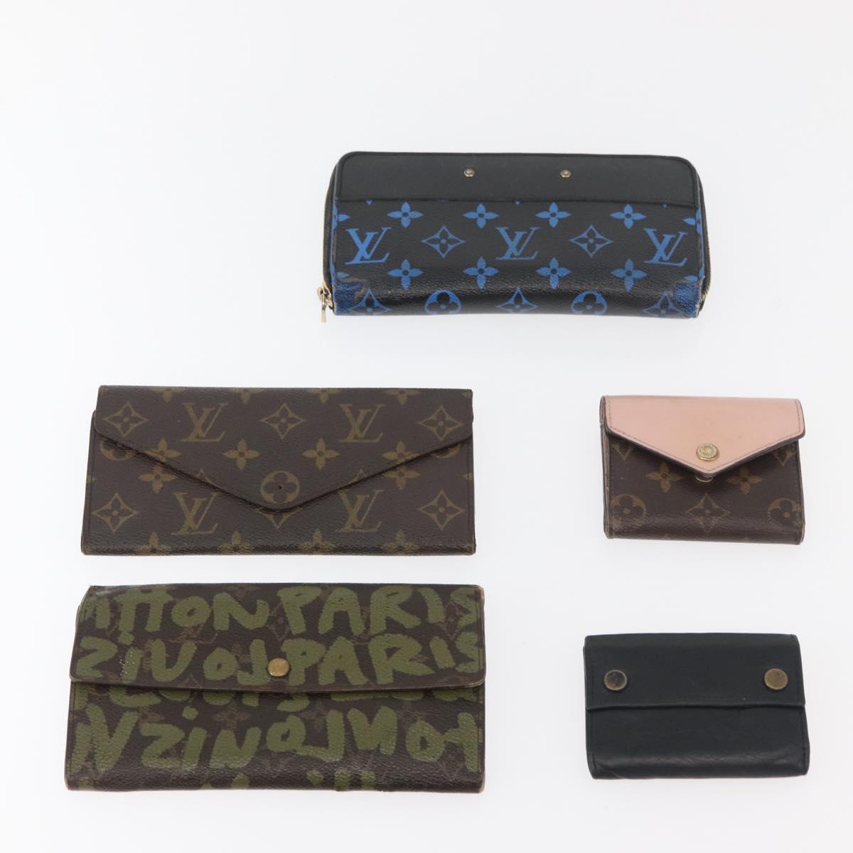LOUIS VUITTON Monogram Graffiti Wallet 10 Set Khaki Yellow black LV Auth CB234