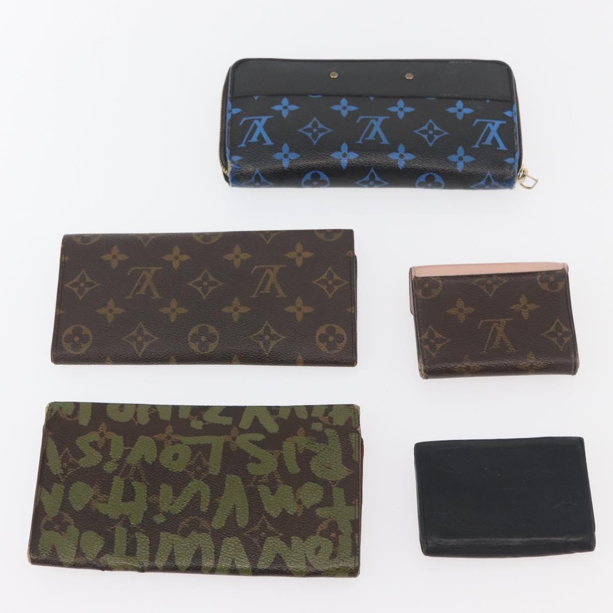 LOUIS VUITTON Monogram Graffiti Wallet 10 Set Khaki Yellow black LV Auth CB234
